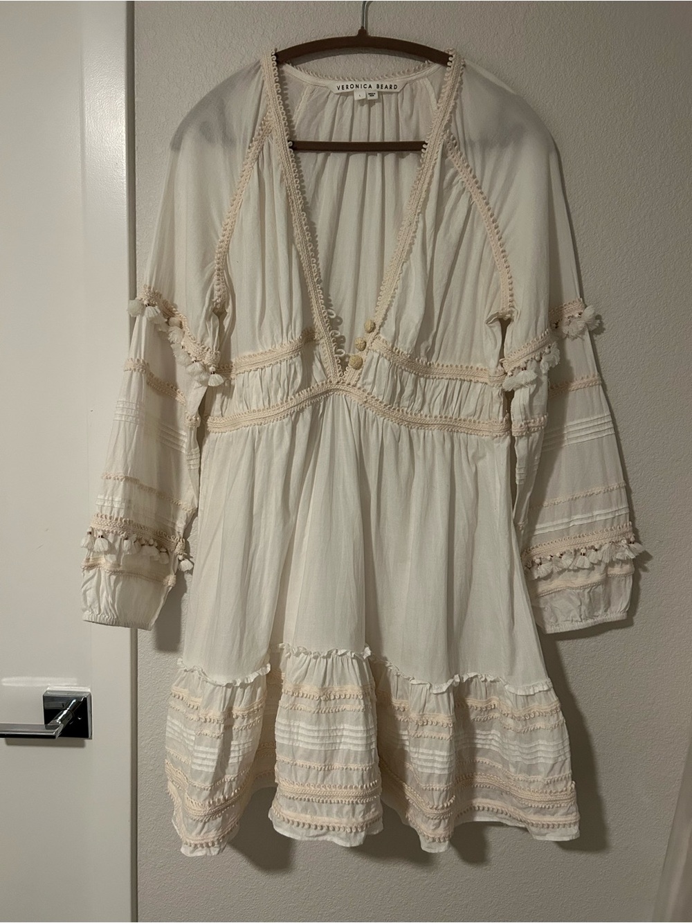 Veronica Beard off-white Payton embroidered cotton dress